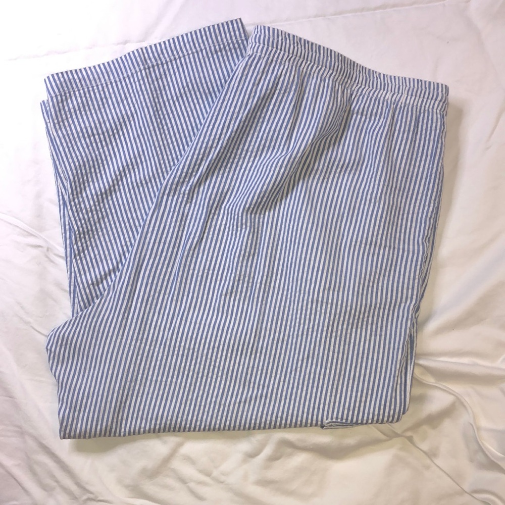 Silhouettes, Blue Stripe, Seersucker, Drawstring, Women’s 3X, Cargo Pockets